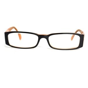 Prada VPR 10F Eyeglasses Black Orange Rectangle Frame 53-16-135 Made in Italy